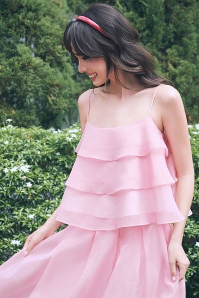  Áo hai dây dáng xòe - Hồng - T1186 