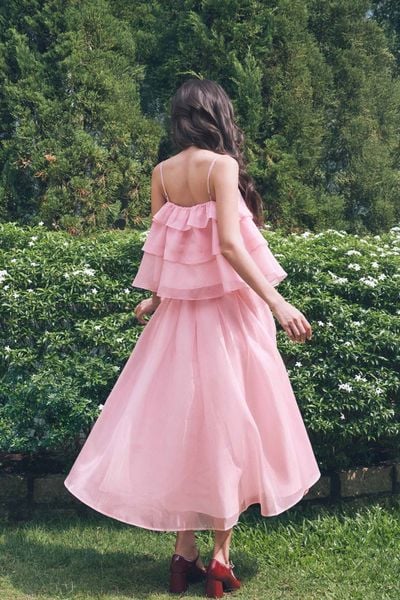  Chân váy voan xếp ly - Hồng - S0306 