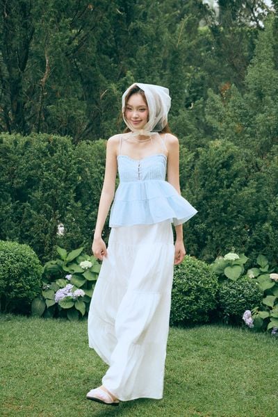  Áo 2 dây tùng xòe - Xanh biển - T1189 