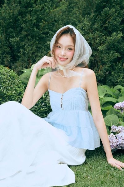  Áo 2 dây tùng xòe - Xanh biển - T1189 