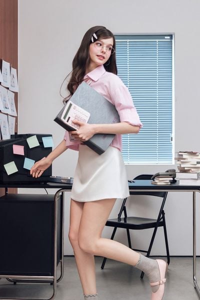  Áo sơ mi dài tay phối viền - Hồng - T1206 