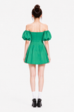  Đầm ngắn cut out tay phồng - Xanh lá - D0449 