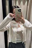  Set áo đính bèo - Beige nhạt - T1054 