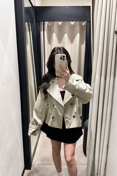  [Beige Nhạt] Trench coat dáng lửng - Beige - T1012 