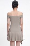 Đầm ngắn vải thun tùng xoè - Nâu - D0684 