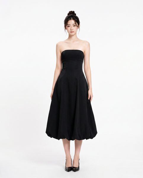  Đầm midi cúp ngực tùng bí - D0723 