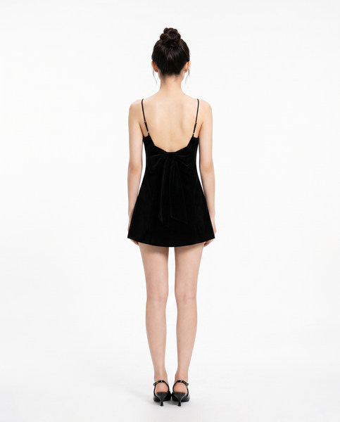  Đầm ngắn đính nơ - Đen - D0725 
