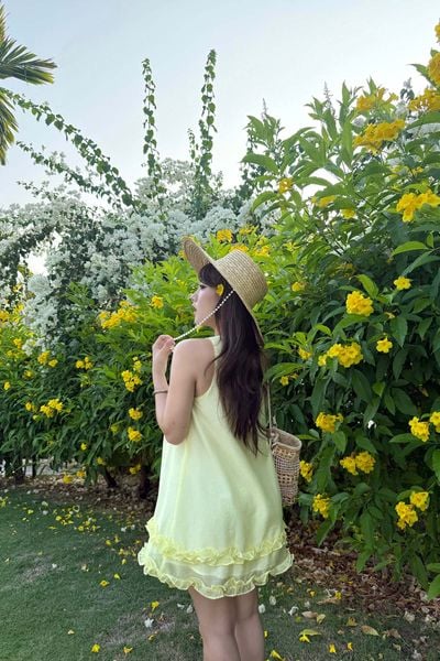  Đầm bèo rút nhún - Vàng - D0733 