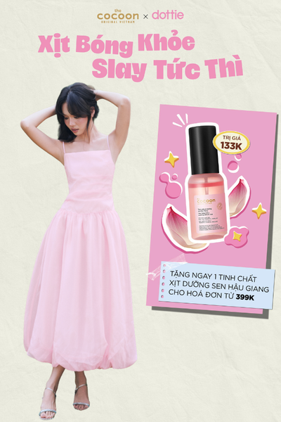  Đầm midi tùng bí - Hồng - D0736 