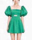  Đầm ngắn cut out tay phồng - Xanh lá - D0449 