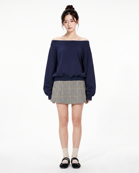  Chân váy ngắn kẻ ô - Xám  - S0245 