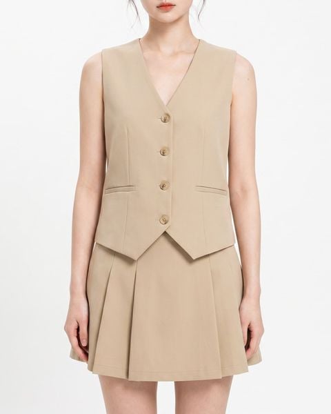  Váy mini xếp ly - Beige - S0248 