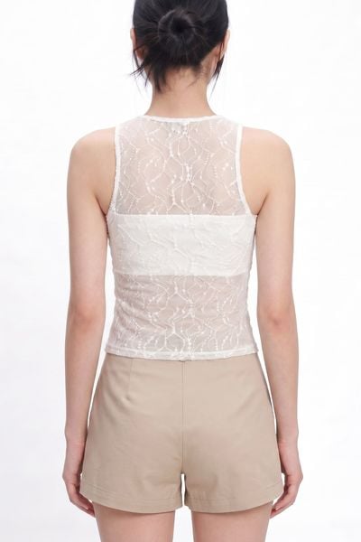  Áo sát nách vải ren - Trắng - T0803 