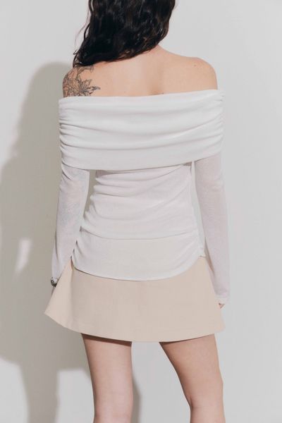  Áo trễ vai tay dài - Trắng - T0999 