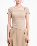  Áo cổ vuông ngắn tay - Beige - T1006 