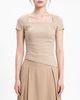 Áo cổ vuông ngắn tay - Beige - T1006