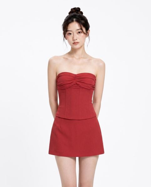  Áo corset nhún ngực - Đỏ - T1171 