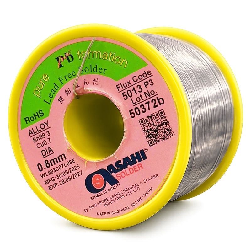 Thiếc hàn Asahi 0.8mm – 500g | Sn99.3/Cu0.7 – Flux CLF5013 chính