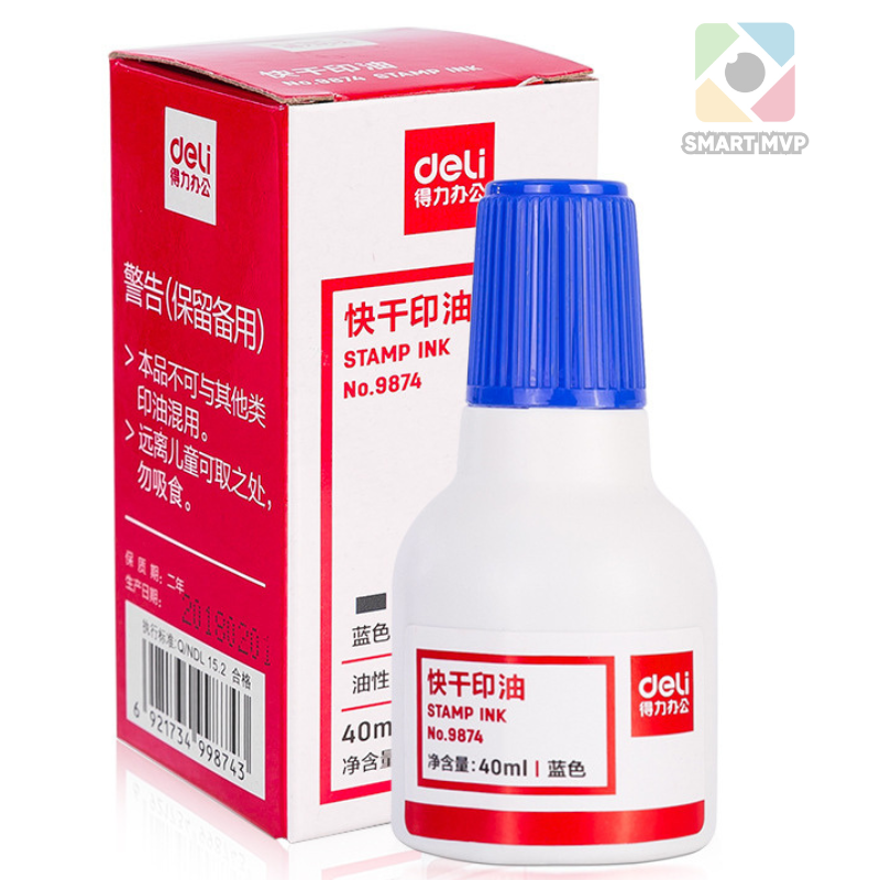 Mực Con DẤU DELI 40ML - Mực In con Dấu Nước Dùng Đóng Tất Cả Con Dấu
