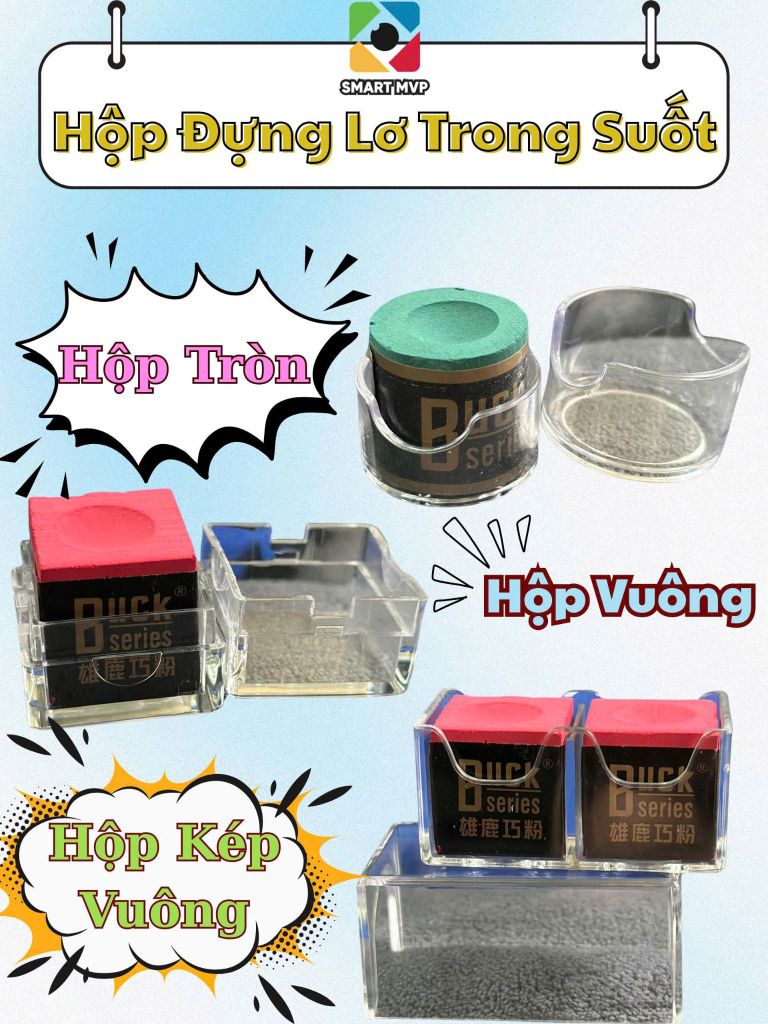 2 Hộp Đựng Lơ Bida Cá Nhân Trong Suốt - Hộp Đựng Viên Lơ Bida Trong Suốt Nhựa ABS
