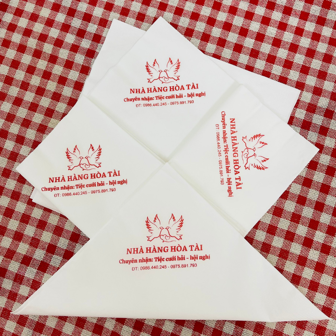  Khăn giấy ăn in logo NHÀ HÀNG HÒA TÀI 