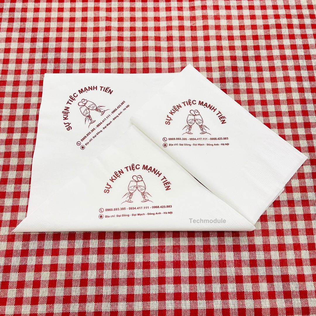  Khăn giấy ăn in logo TIỆC MẠNH TIẾN 