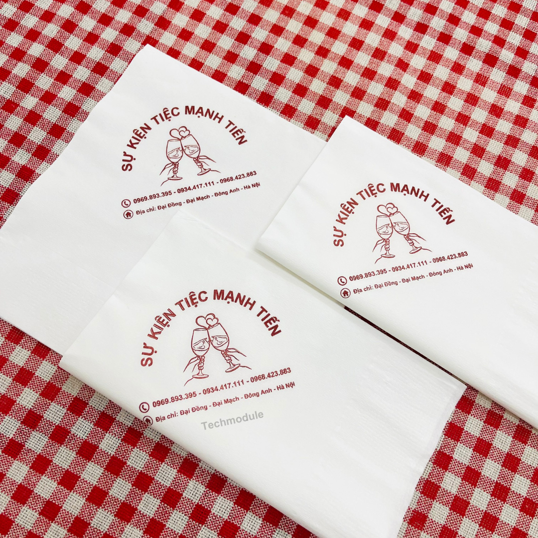  Khăn giấy ăn in logo TIỆC MẠNH TIẾN 