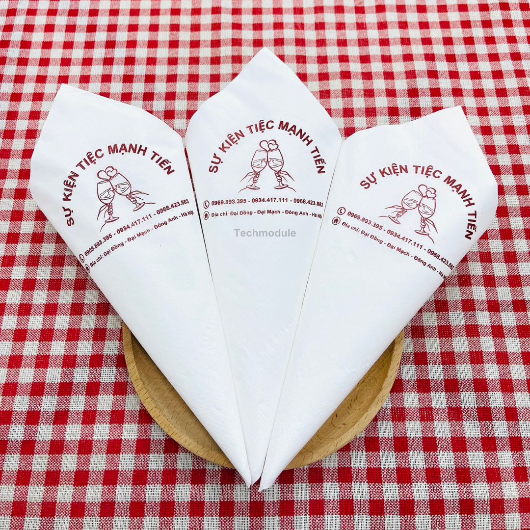  Khăn giấy ăn in logo TIỆC MẠNH TIẾN 