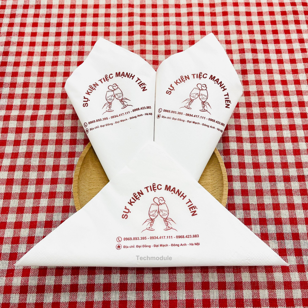  Khăn giấy ăn in logo TIỆC MẠNH TIẾN 