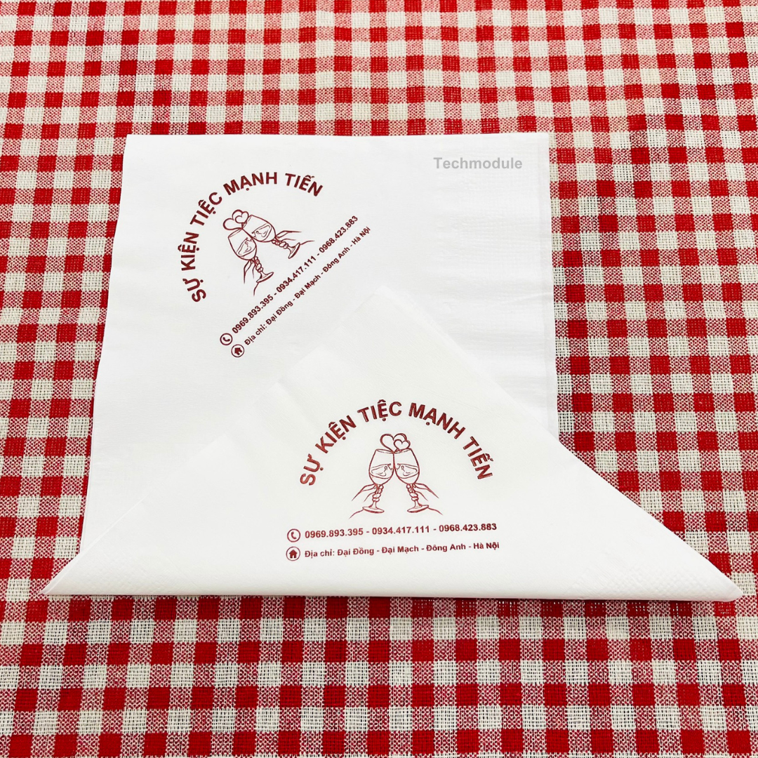  Khăn giấy ăn in logo TIỆC MẠNH TIẾN 