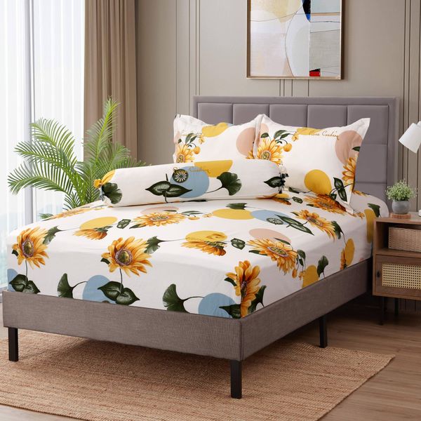 Bộ drap - áo gối Sunflower 017 Cotton cao cấp