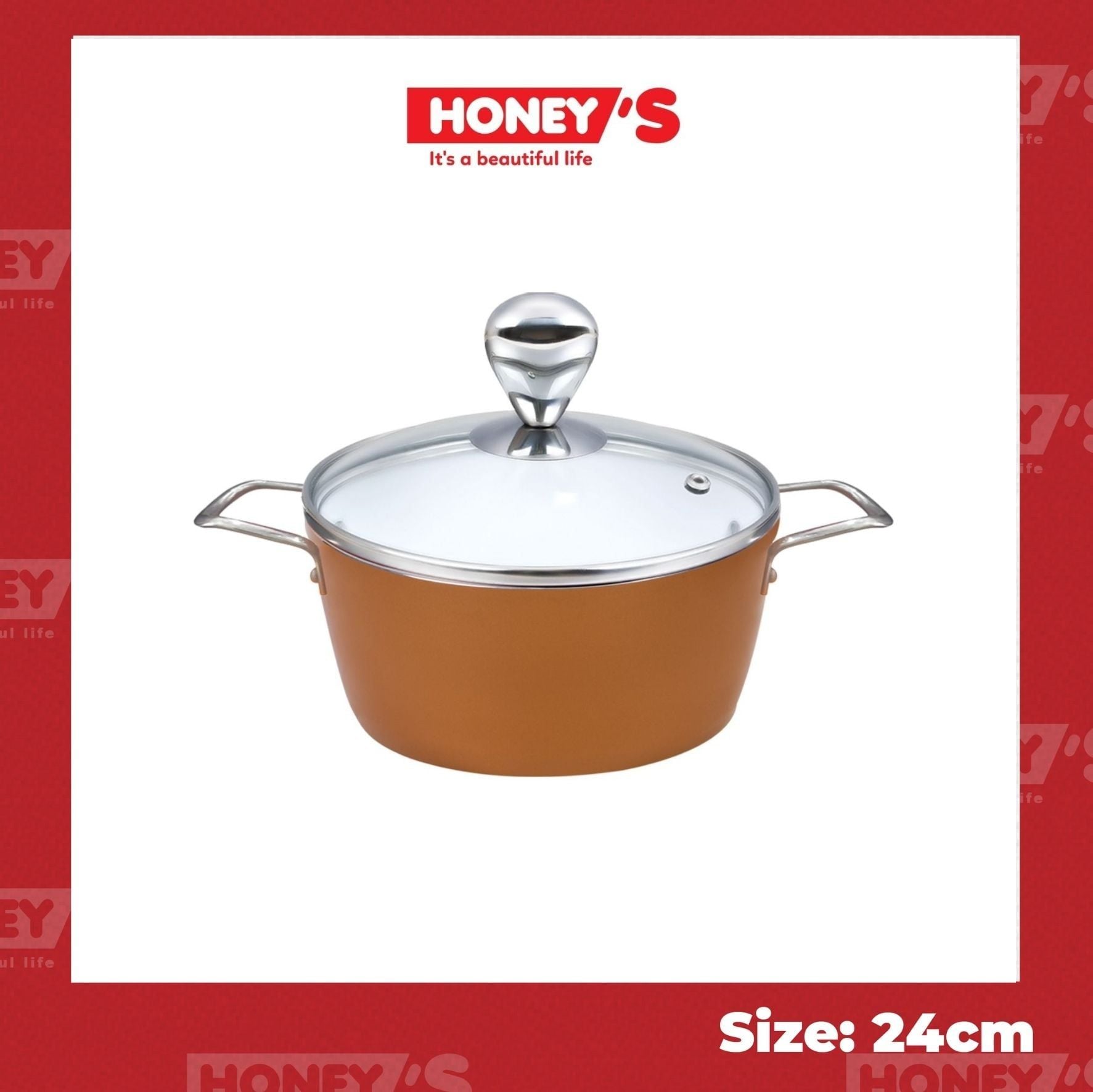 NỒI PHỦ SỨ AN TOÀN HONEY'S  24 CM  - HO-AP2C242