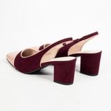 [Giao Hoả Tốc 3h] Giày Cao Gót Slingback Pierre Cardin Mã 303 - Gót Vuông Phối Màu Sang Trọng