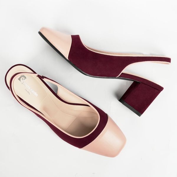 [Giao Hoả Tốc 3h] Giày Cao Gót Slingback Pierre Cardin Mã 303 - Gót Vuông Phối Màu Sang Trọng