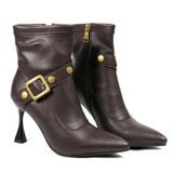 Giày Boots Nữ Pierre Cardin - 298 (Da Thật Vân Hạt, Gót Thanh Mảnh & Khóa Đồng Sang Trọng)