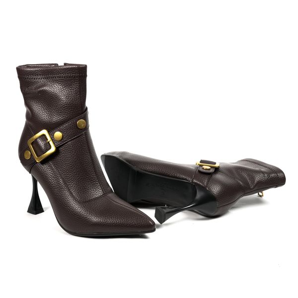 Giày Boots Nữ Pierre Cardin - 298 (Da Thật Vân Hạt, Gót Thanh Mảnh & Khóa Đồng Sang Trọng)