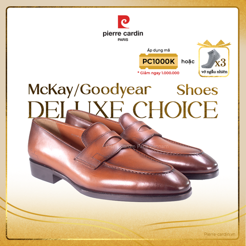 Giày Penny Loafer Đế Da Pierre Cardin - PCMFWLH 361 (GOLD)