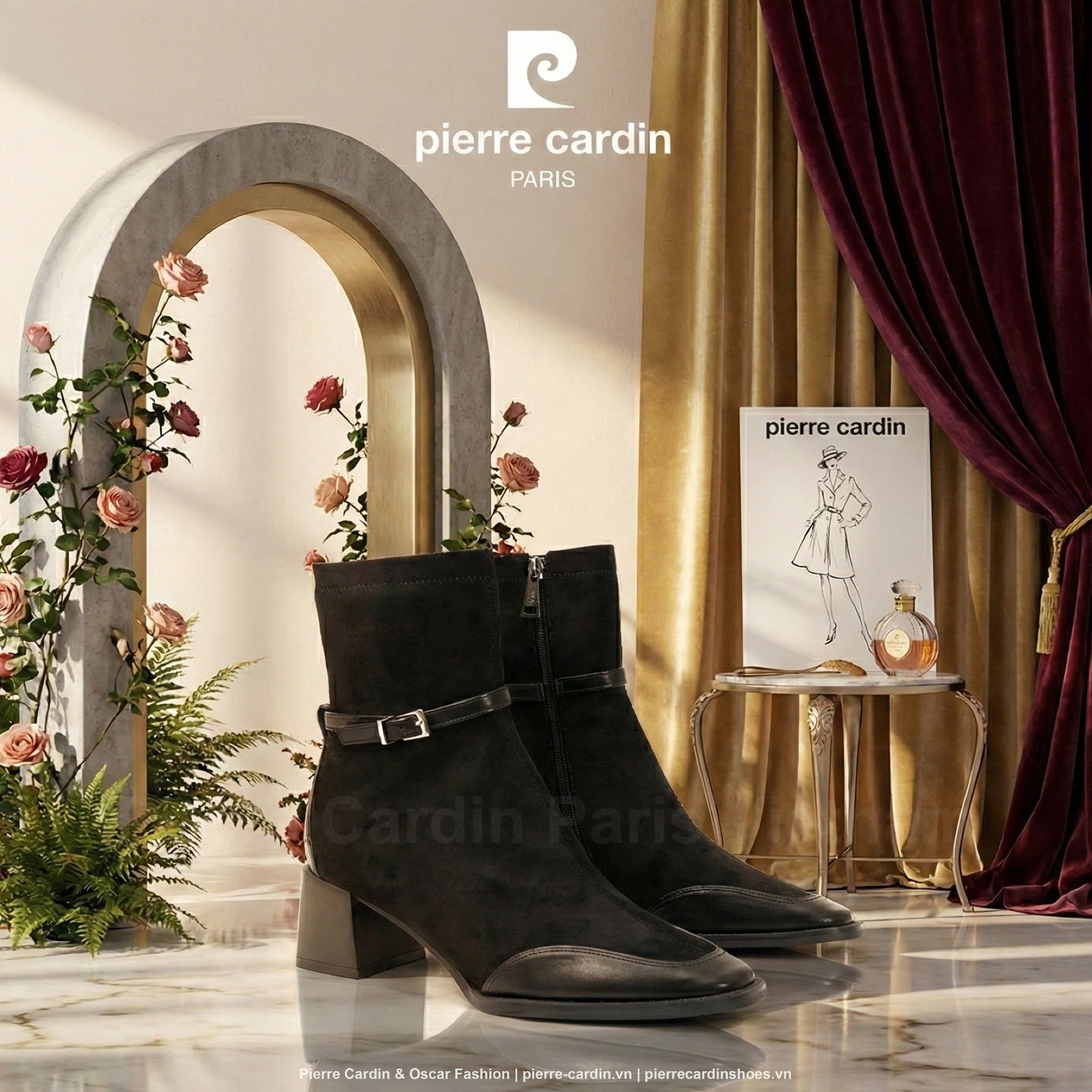 Pierre Cardin Paris Vietnam | Giày Bốt Nữ Cổ Thấp Phong Cách Lãng Mạn Hiện Đại Pierre Cardin - PCWFWSJ 294