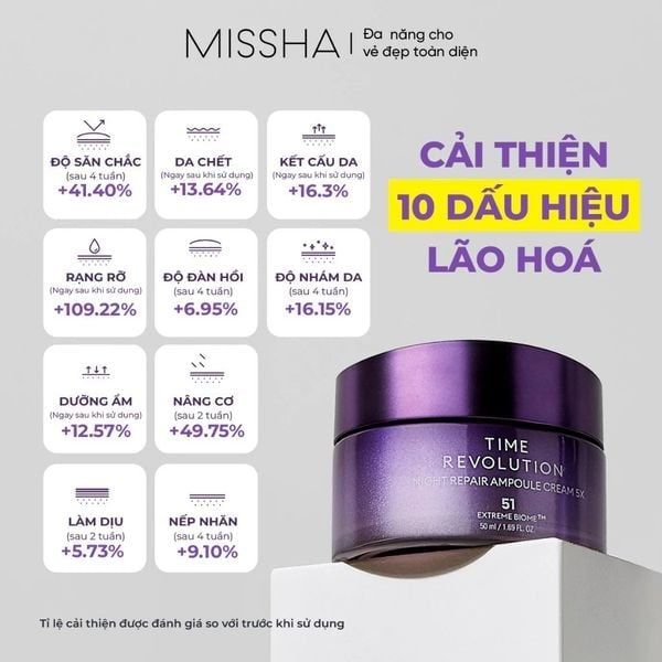  (Mẫu mới) Kem dưỡng chống lão hóa Missha Time Revolution Night Repair Ampoule Cream 5X 50ml 