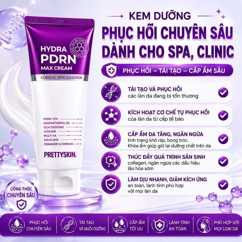  Kem Dưỡng Ẩm, Sáng Da, Cải Thiện Nếp Nhăn PrettySkin Hydra PDRN Max Cream 60ml 