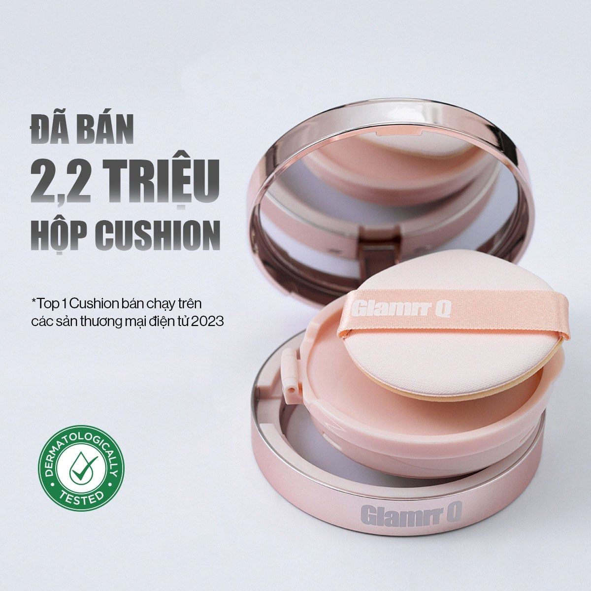  (Mẫu mới) Phấn Nước Che Phủ Mỏng Mịn Glamrr Q Long Wear DD Cushion SPF50+ PA+++ 12g 