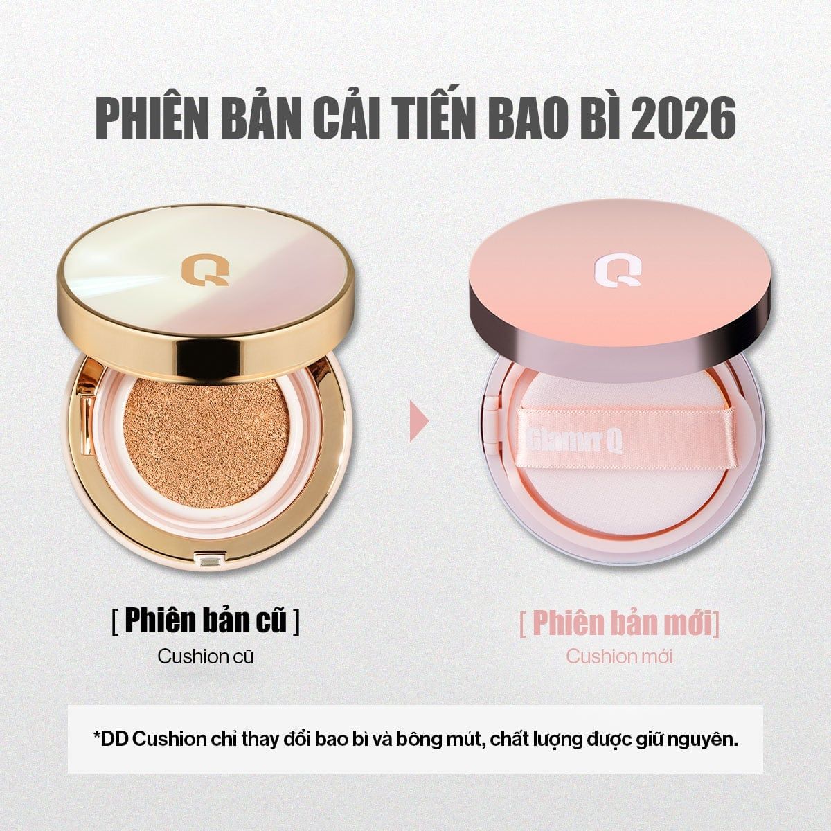  (Mẫu mới) Phấn Nước Che Phủ Mỏng Mịn Glamrr Q Long Wear DD Cushion SPF50+ PA+++ 12g 