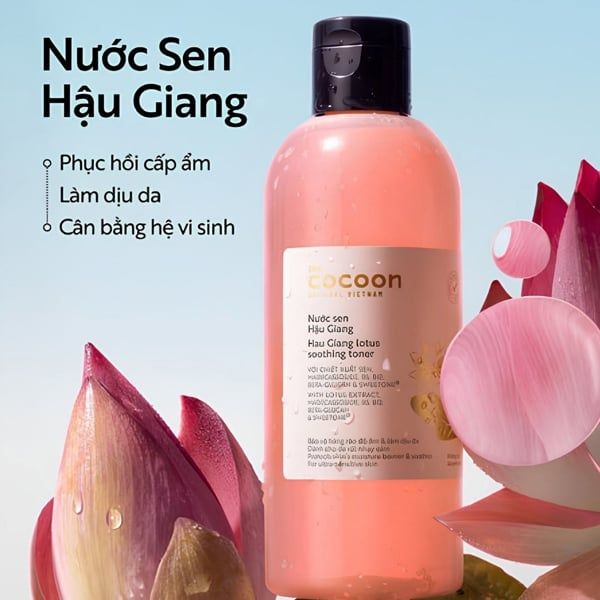  Nước Hoa Hồng Sen Hậu Giang Cocoon Hau Giang Lotus Soothing Toner 310ml 