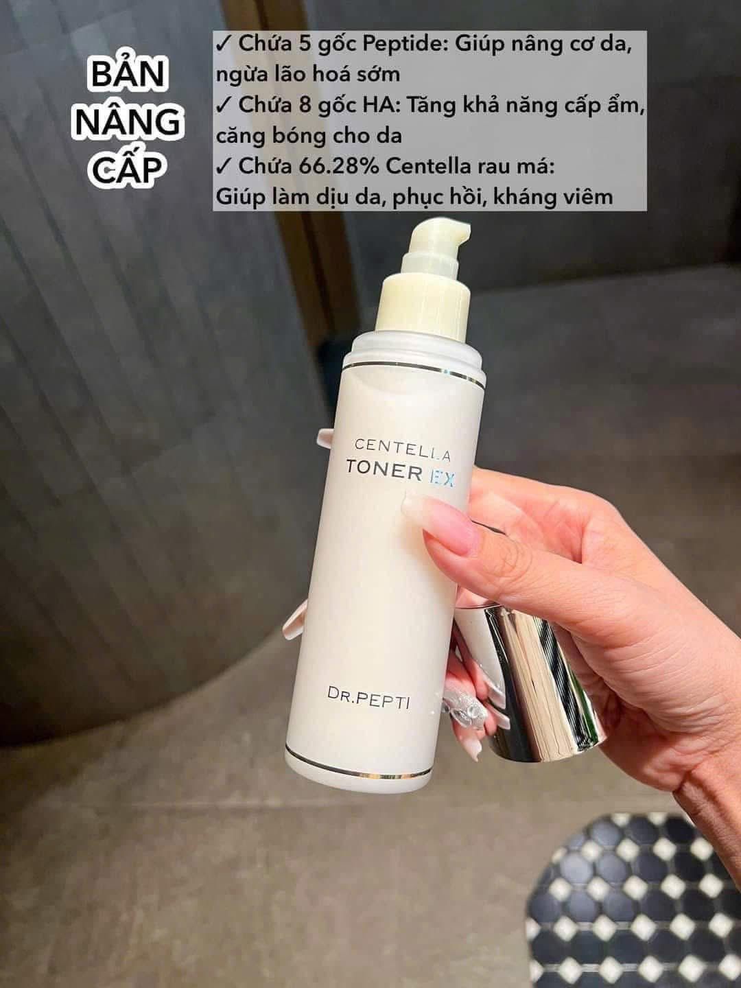  (Mẫu mới) Nước Hoa Hồng Dịu Nhẹ, Cấp Ẩm Dr.Pepti Centella Toner EX 180ml 