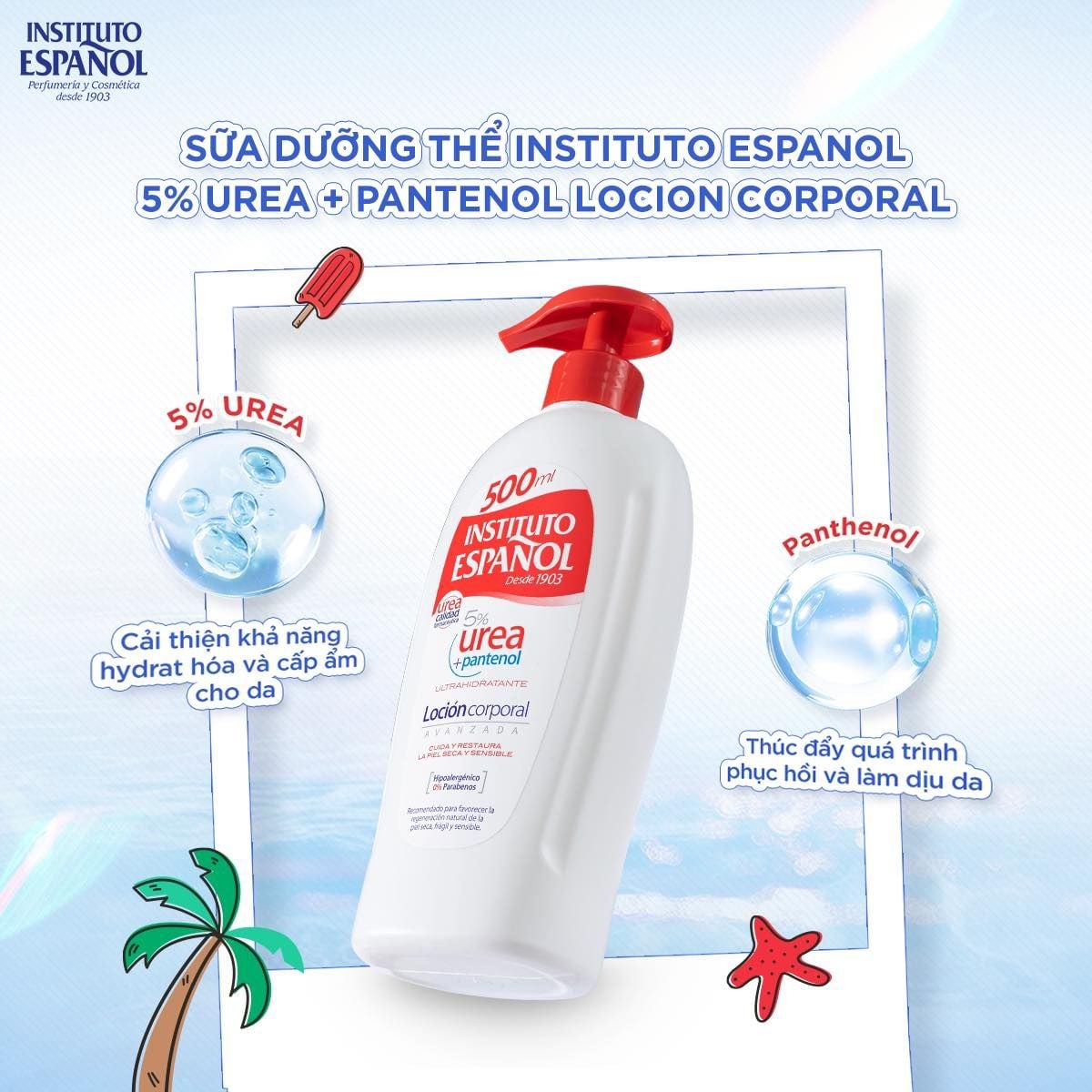  Sữa Dưỡng Thể Instituto Espanol 5% Urea + Pantenol Body Lotion 500ml 