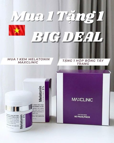  (Tặng kèm bông tẩy trang) Kem Dưỡng Mờ Nám, Chống Lão Hóa Maxclinic Time Return Melatonin Liposome 5% Cream 50g 