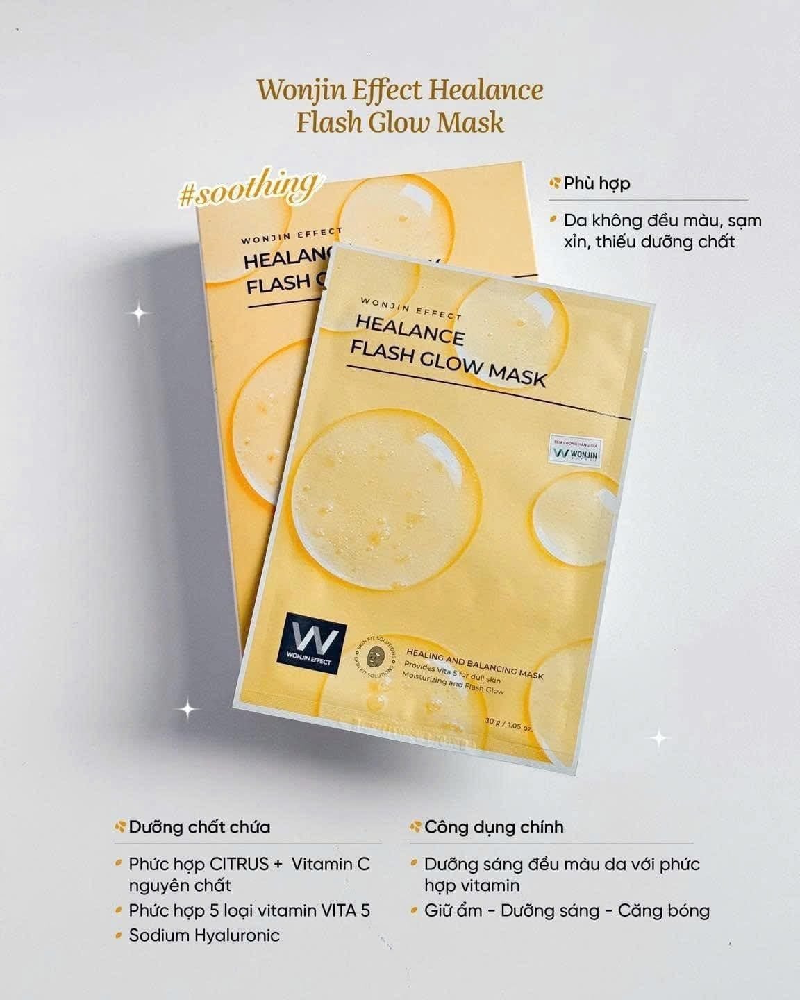  (Mẫu mới) Mặt Nạ Giấy Dưỡng Da WonJin Effect Healing And Balancing Mask 30g (1 miếng) 