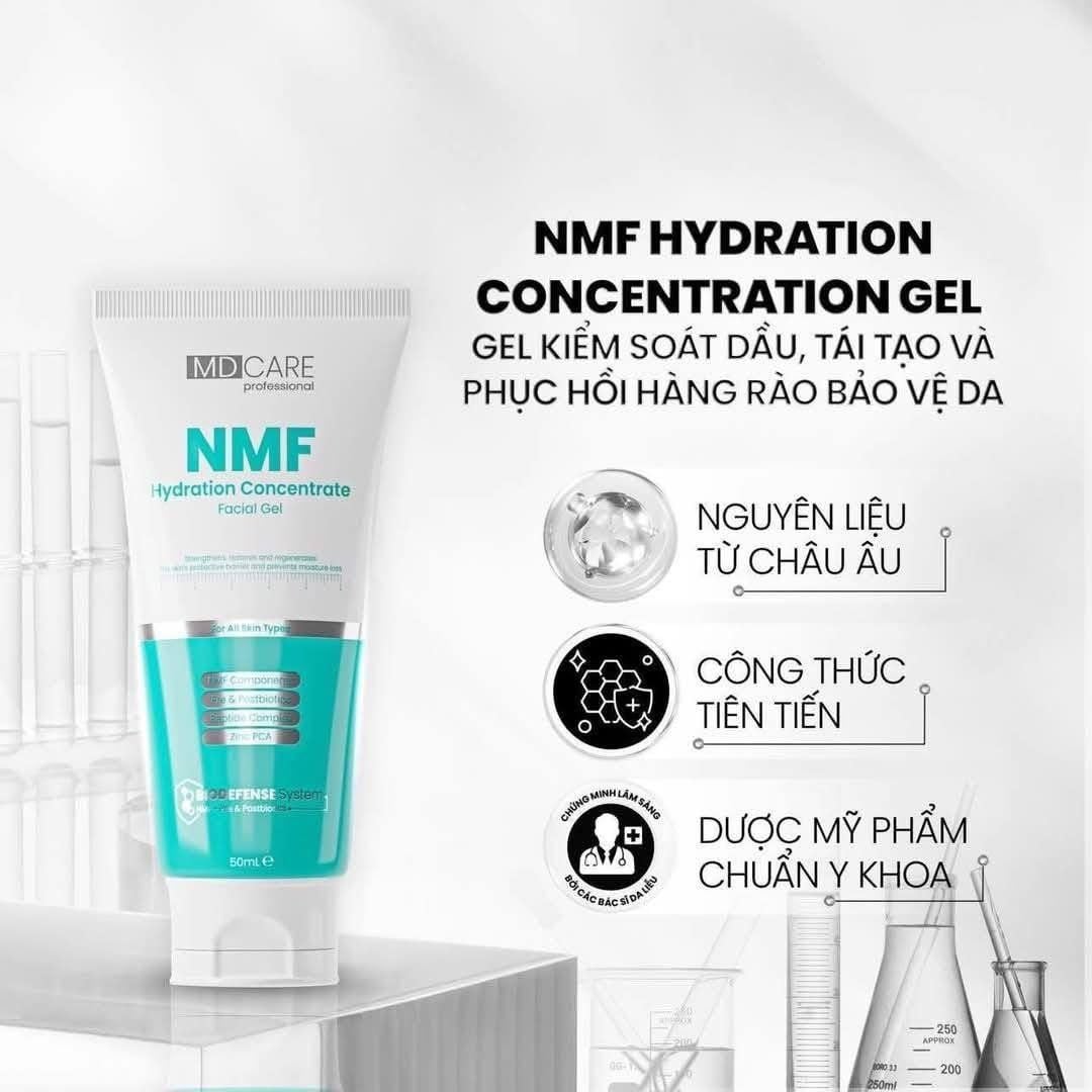 (TẶNG KÈM 1 MIẾNG MẶT NẠ MD CARE) Kem Dưỡng Kiềm Dầu, Tái Tạo Da MD CARE NMF Hydration Concentrate Facial Gel 50ml 