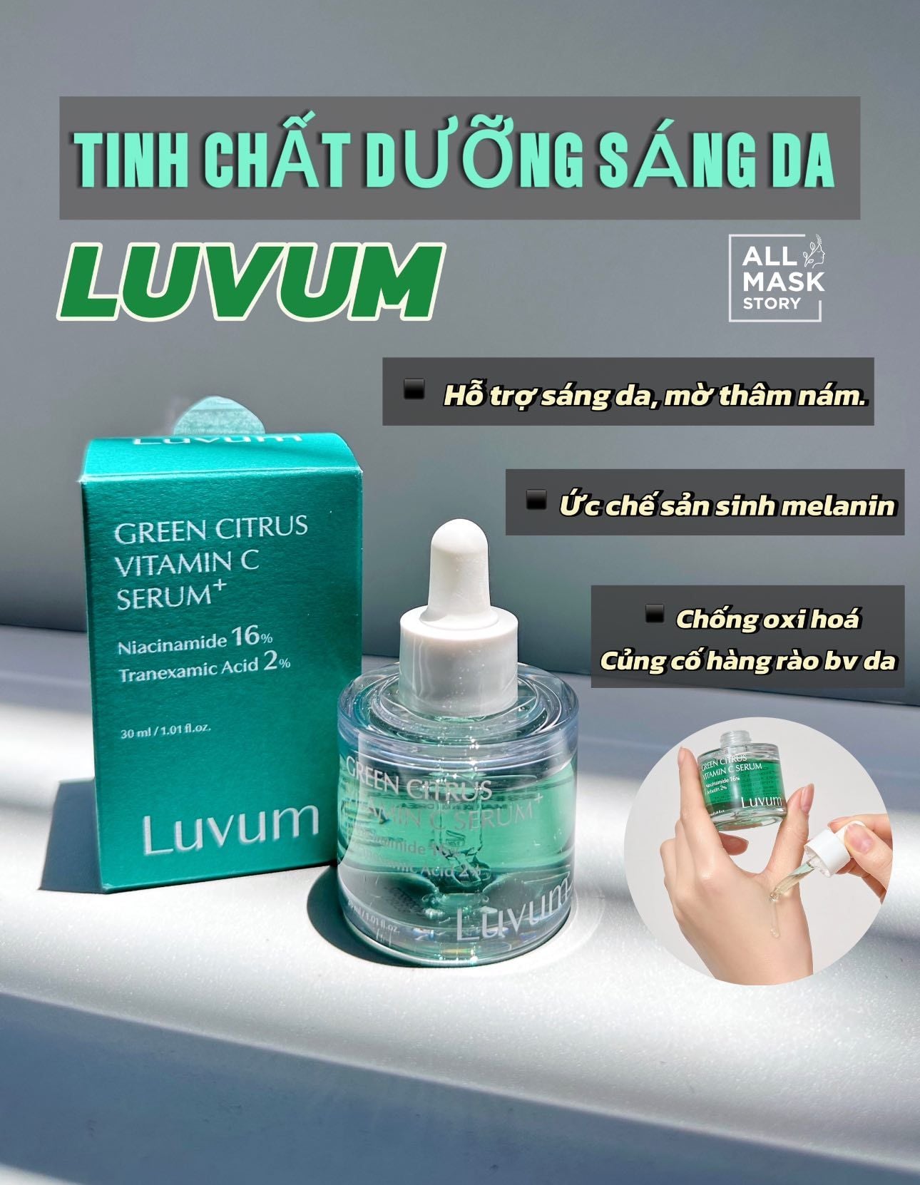  Tinh Chất Dưỡng Sáng, Mờ Thâm Luvum Green Citrus Vitamin C Serum 30ml 