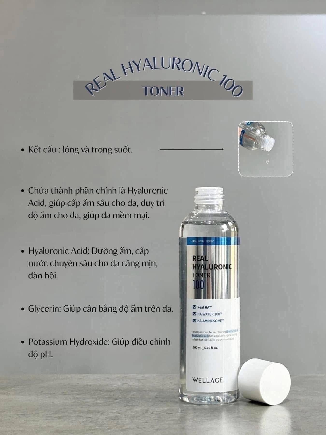 (SALE) Nước Hoa Hồng Cấp ẩm, Dịu Da Wellage Real Hyaluronic Toner 200ml_hsd 1/2027 